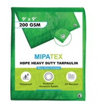 Mipatex Tarpaulin / Tirpal 9 Feet x 9 Feet 200 GSM (Green/White)